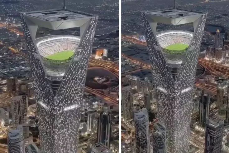 Çılgın proje tanıtıldı! 350 metre yüksekte Dünya Kupası oynanacak