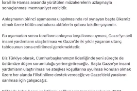 Duran: İsrail ve Hamas Müzakereleri Memnuniyet Verici